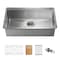 Kibi 33in Handcrafted 316 Stainless Steel 16 Gauge Single Bowl Workstation Undermount Kitchen Sink K3-S33T - alternate 1
